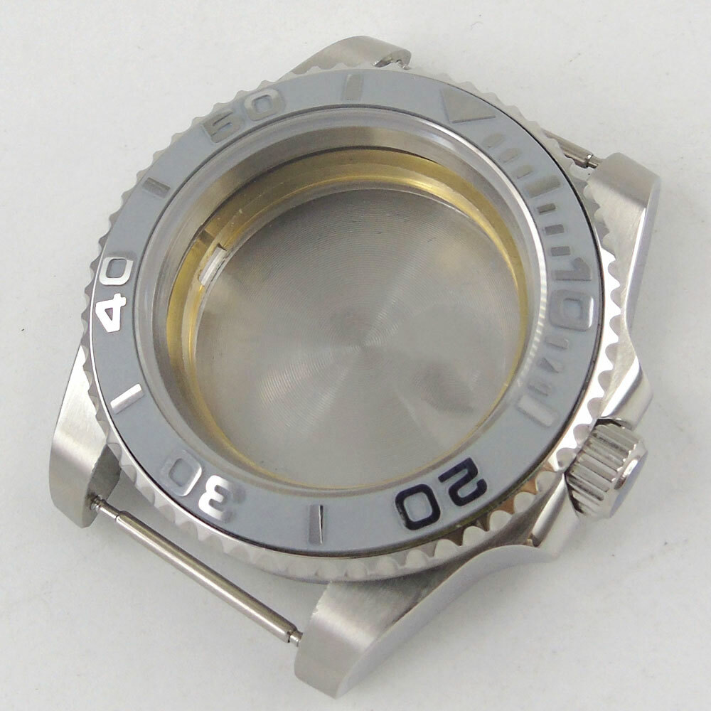 Fit NH35 NH34A SKX Automatic Seeing/Solid Backcover 40mm Watch Case Grey Insert