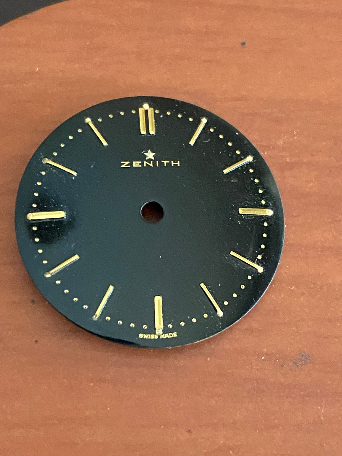 VINTAGE N.O.S. ZENITH PILOT BLACK DIAL ONLY, W/GOLD MARKERS, 27.5MM