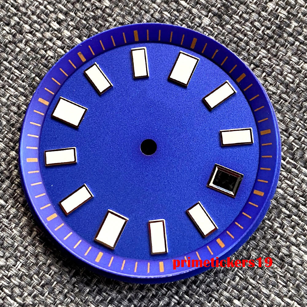 33.4mm Black/Blue/Green Sterile Watch Dial Date Window Fit NH35 NH36 Movement