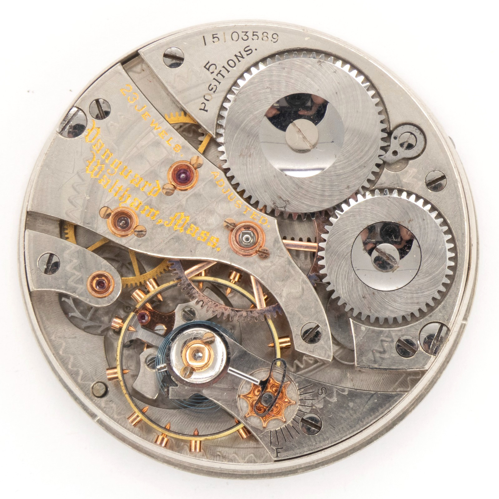 Waltham Railroad Grade Vanguard 16-Size 23-Jewel Antique Pocket Watch Movement