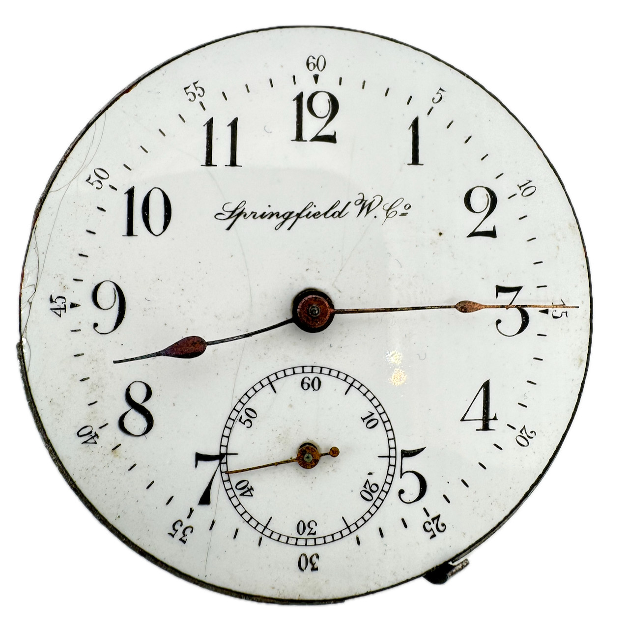 Antique 43mm Springfield W. Co Mechanical Hunter Pocket Watch Movement Swiss