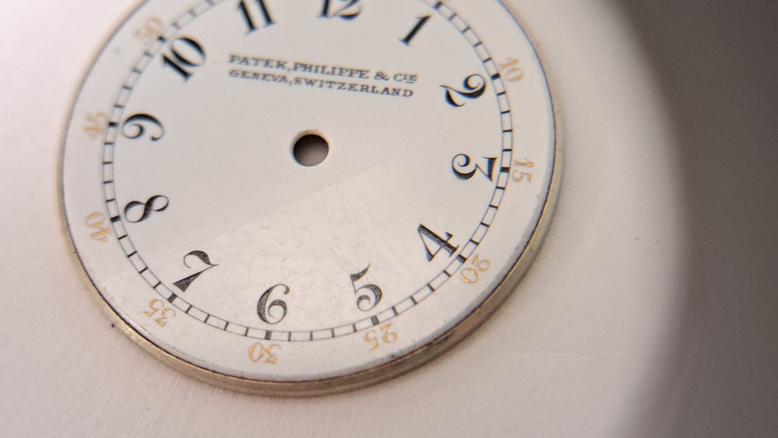 genuine Patek Phillipe DIAL pie pan white 21mm diameter arabic numbers vintage
