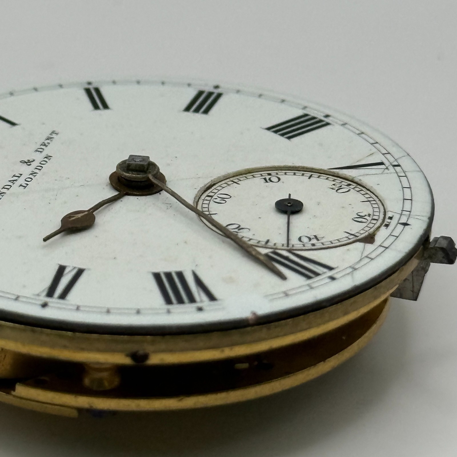 Kendal & Dent London Pocket Watch Movement – English Lever – Parts Repair 44.3mm