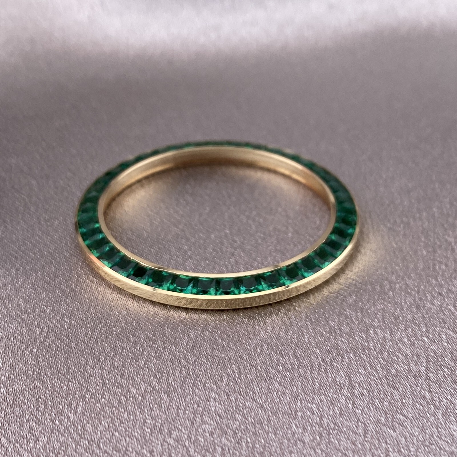 CUSTOM EMERALD BEZEL 14K YELLOW GOLD TO FIT ROLEX DAYTONA 40MM