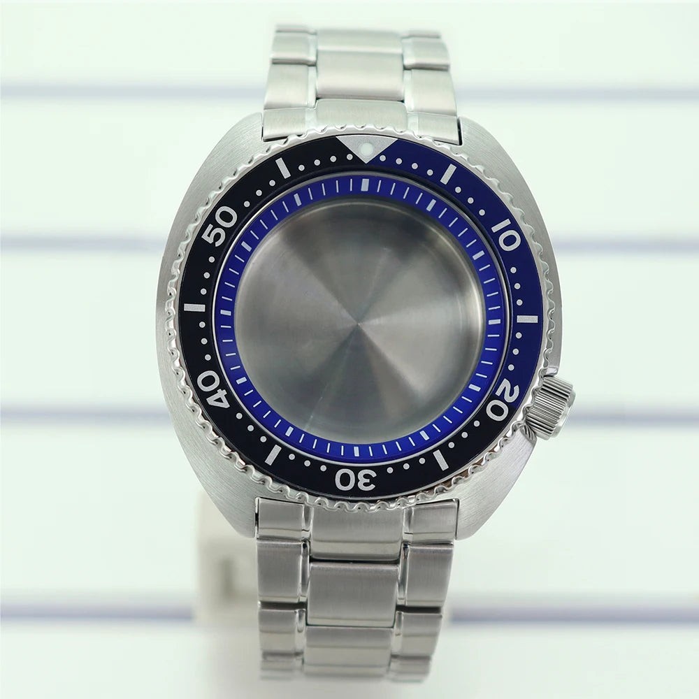 45mm Steel Watch Case Sapphire Glass For Mod skx big Abalone NH35 NH36 NH38