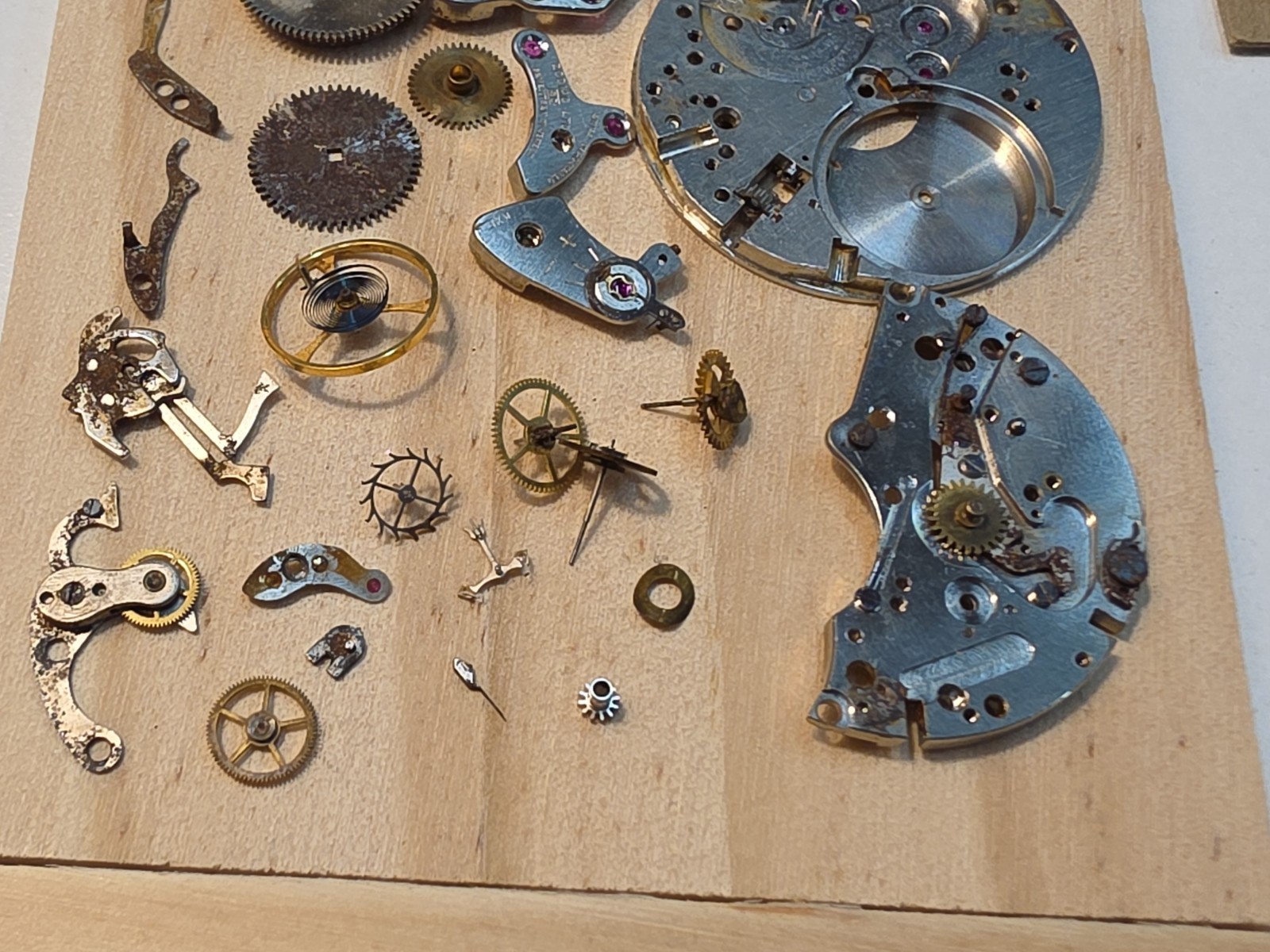 Lot Of Zodiac Cal 50/Landeron 248 Chrono Movement Parts-Balance Wheel, Bridges..