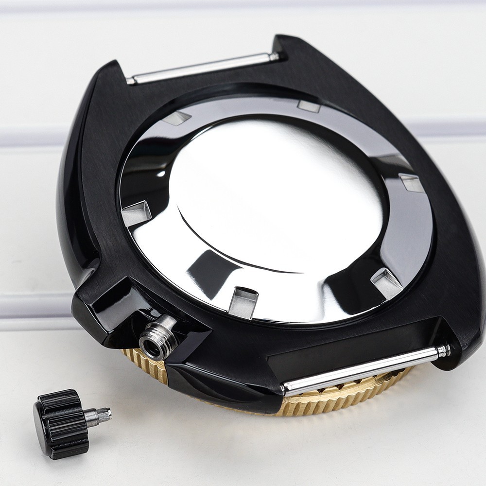 Sapphire 44mm Black Gold Watch Case Modify Willard 6105 Mod For Seiko NH35 36 38