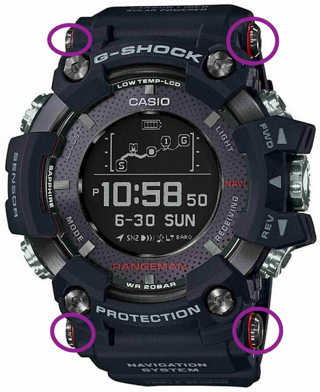 G-Shock Rangeman GPR-B1000 GPRB1000 watch band screws, gaskets and spacers X 4