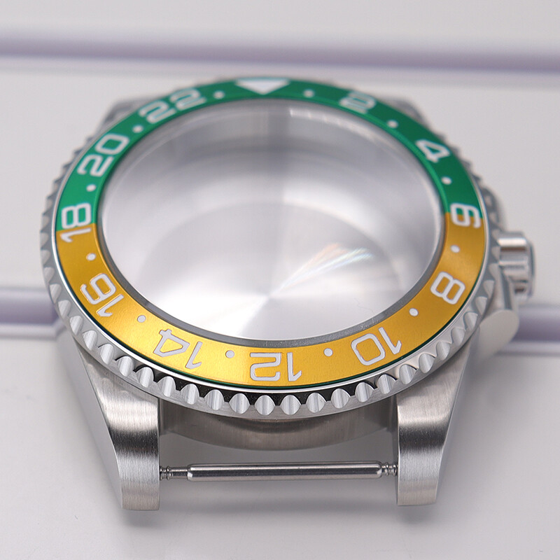 40mm Silver Watch Cases GMT Ceramic bezel For Seiko nh35 36 Movement 28.5mm Dial