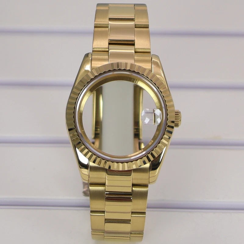 Fluted 36/39mm Watch Case Sapphire Crystal For NH35 NH36 NH38 Miyota 8215
