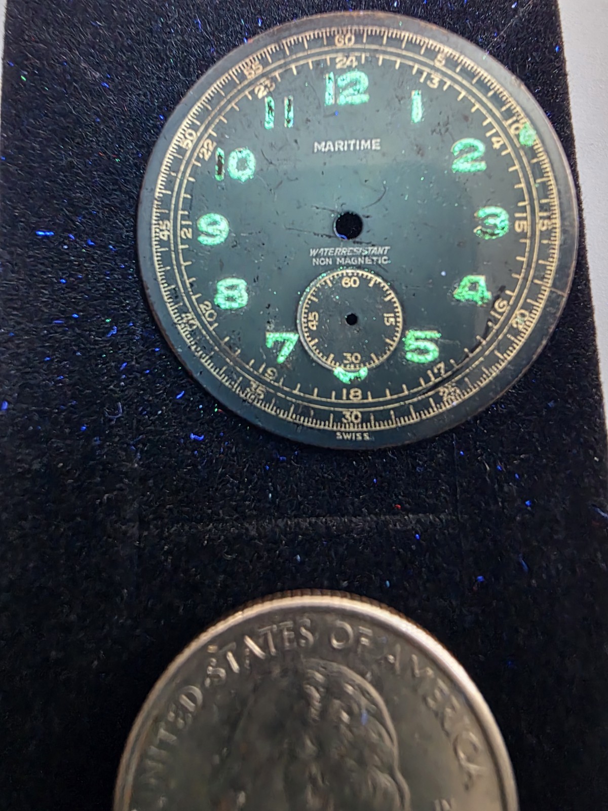 Vtg Swiss Maritime Boys Size Watch Dial Lume Indices 29.75mm (V6)