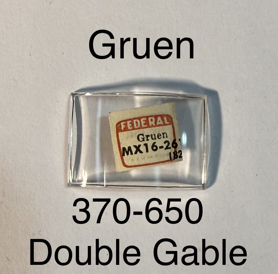 NOS Rare Vintage Gruen Curvex 370-650 Double Gable Glass Watch Crystal