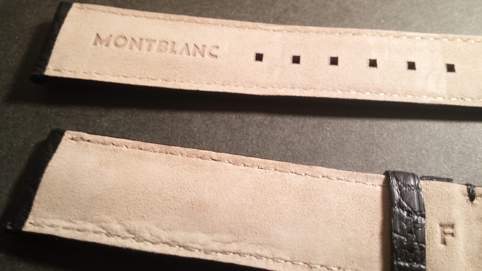 Genuine Montblanc Band Black with black Stitch Alligator 20/18mm NEW