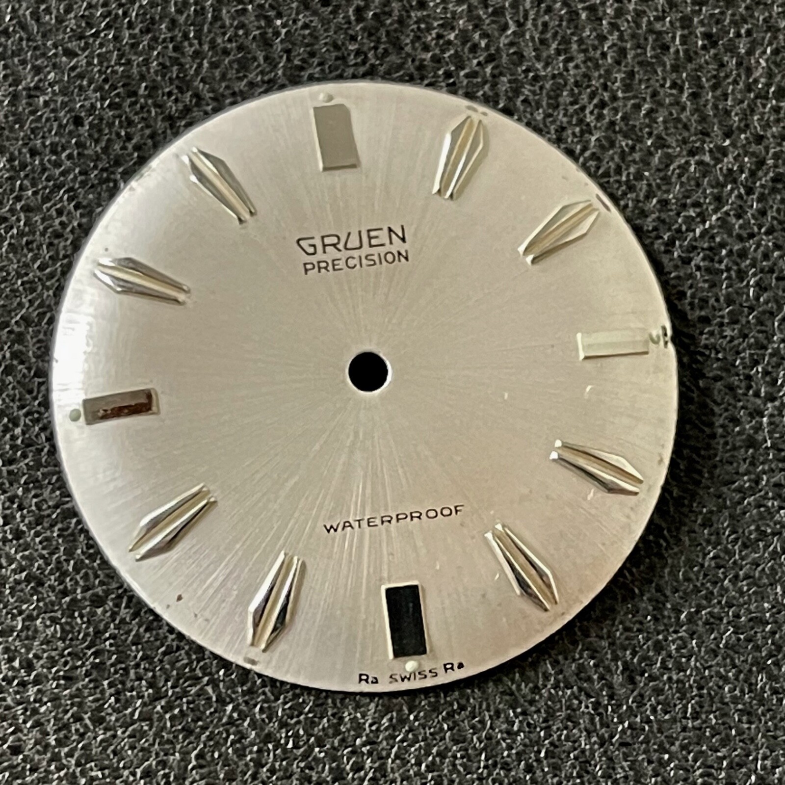 Vintage Gruen 510 starburst watch dial raised silver markers 28.9mm 1950s NOS