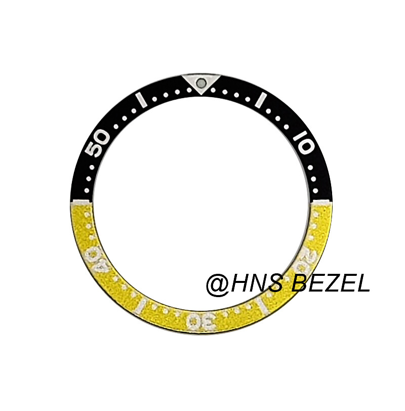 BEZEL INSERT FOR MEN SEIKO 7002,6309,7S26,SKX007K2 DIVER AUTOMATIC BLACK/YELLOW