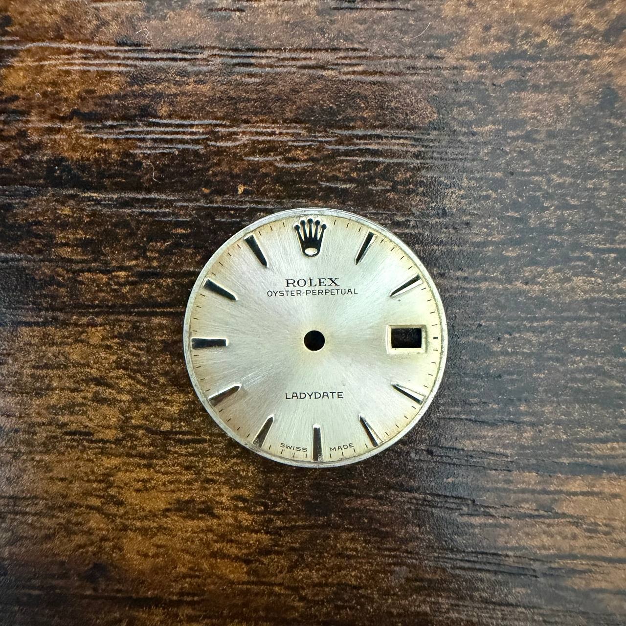 ROLEX LADIES OYSTER PERPETUAL DATE 6517 6516 6519 SILVER STICK DIAL USED COND