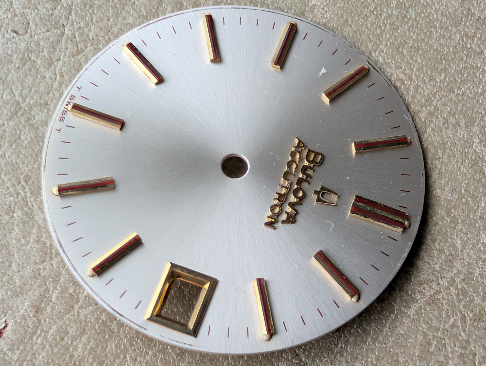 Vintage 1970’s Bulova Accutron Gold-Accented Silvery Champagne DIAL ONLY – 28 mm