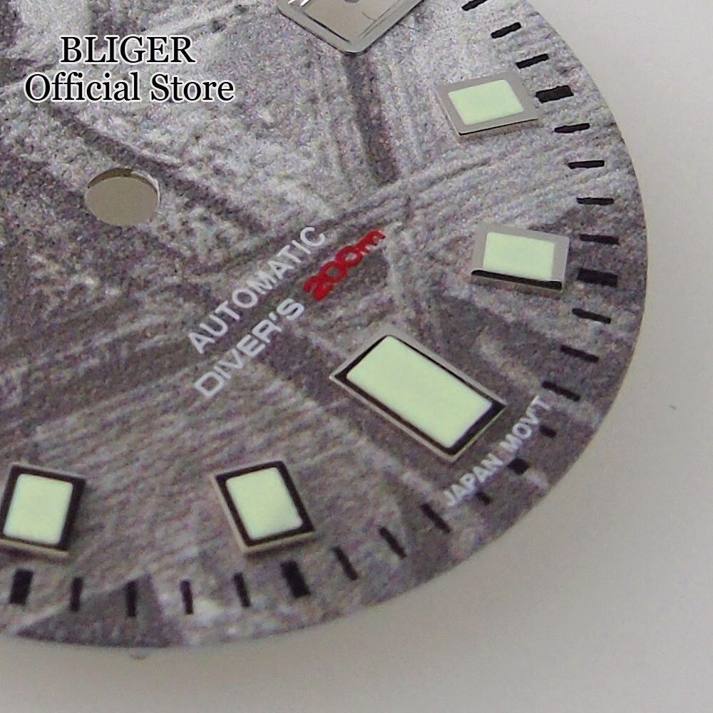 New Fit NH35A NH35 29mm Grey Meteorite Pattern Watch Dial Luminous Watch Parts