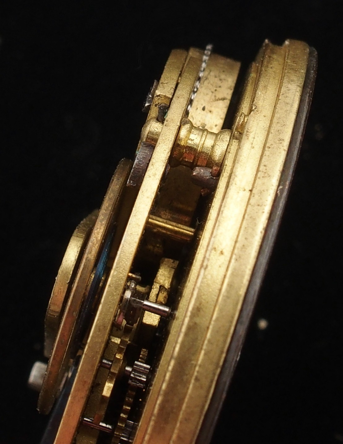 Antique 37.5mm Fusee Pocket Watch Movement for Parts Repair #F189