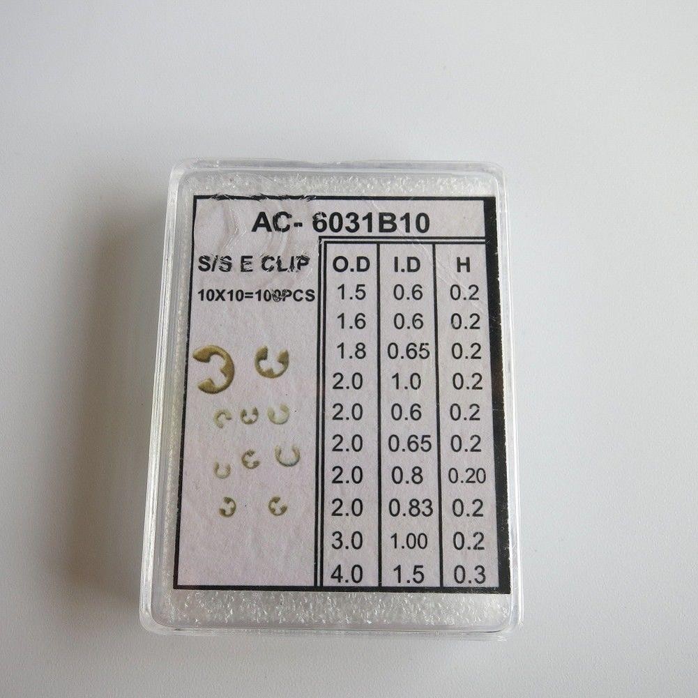Assorted 90Pcs Of 9 Sizes Chronograph Watch Pusher Button C-clip E Clip Ring