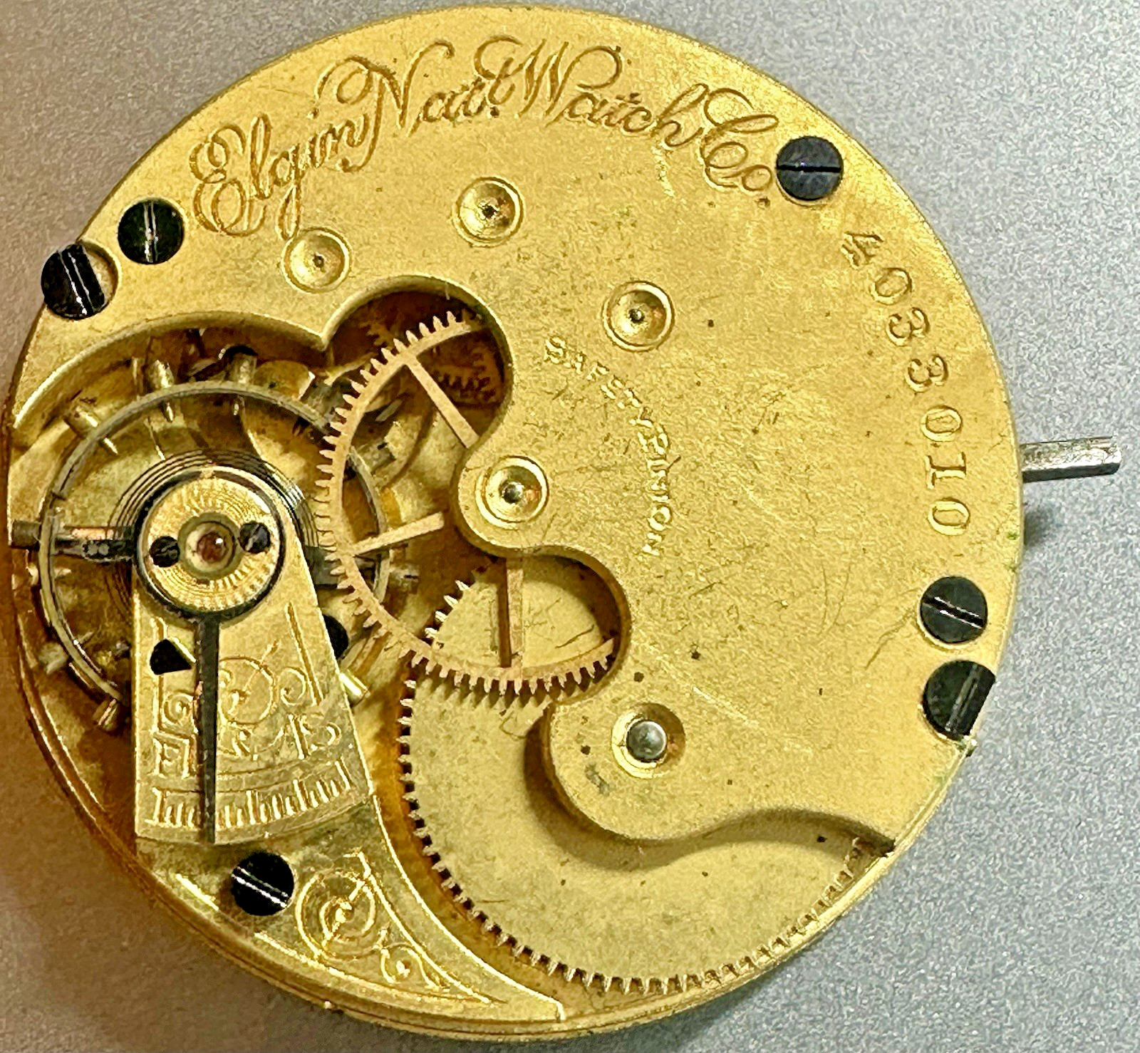 * 1891 6 Size ELGIN Gr 95 M. 1 7J HC LS GILT WATCH MOVEMENT RUNS S32