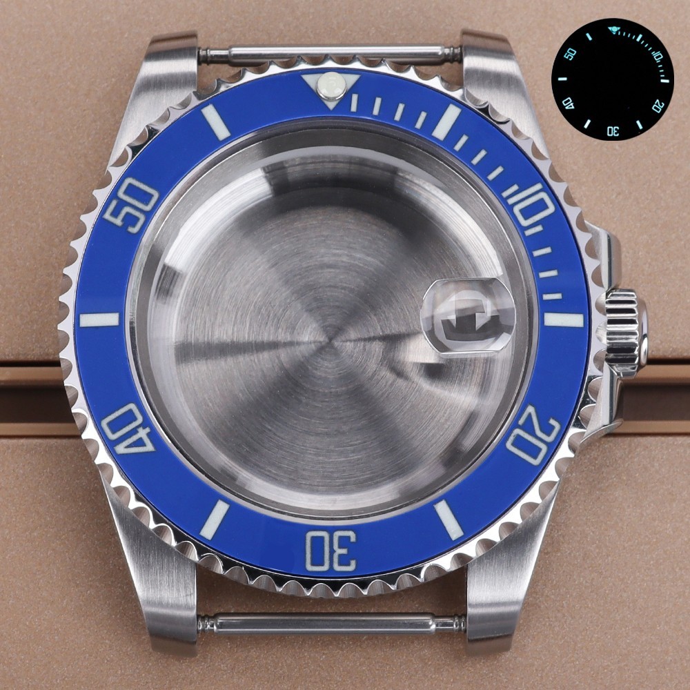 FEIYASHI Luminous SUB Bezel 40mm Brushed Watch Case Sapphire For Seiko NH35 NH36
