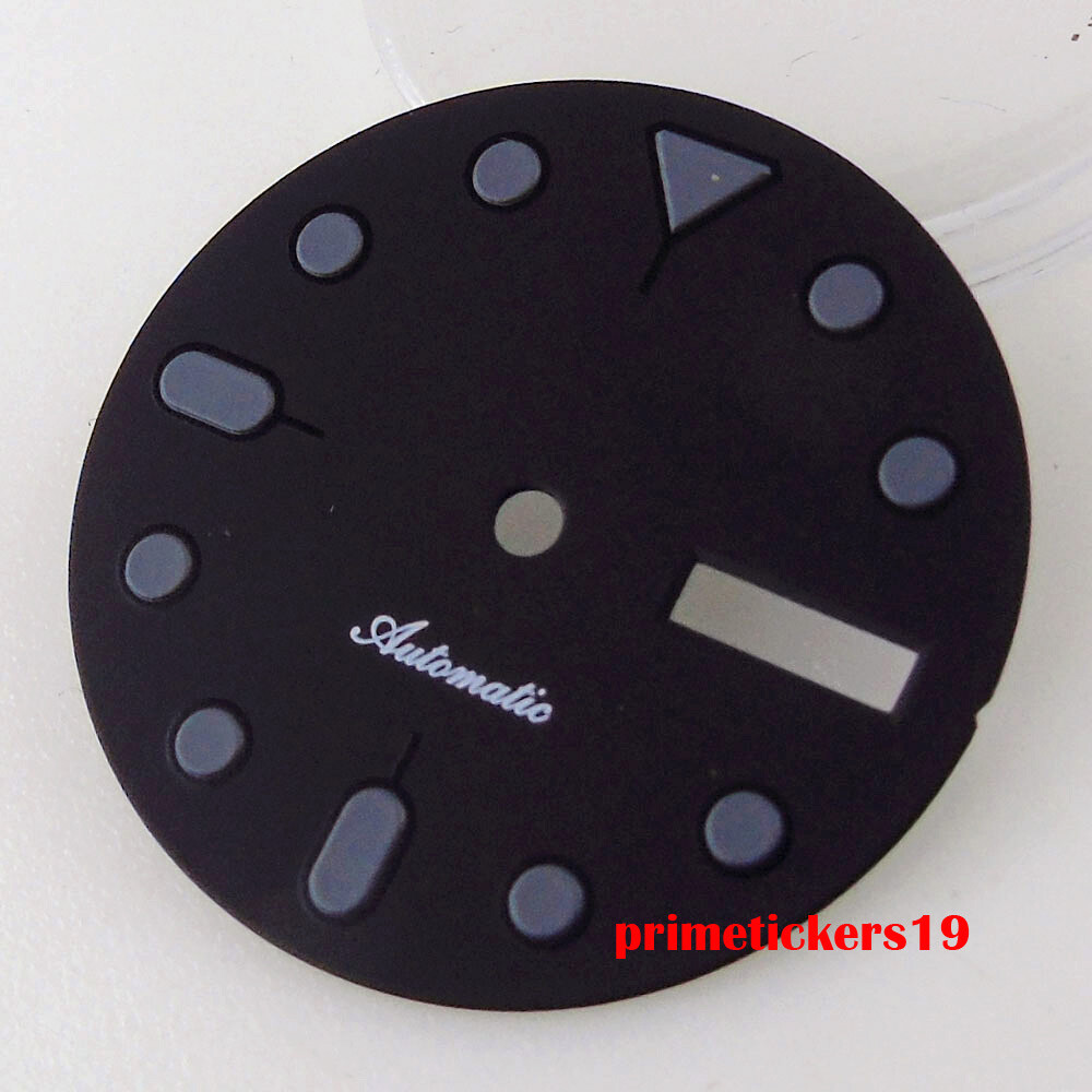29mm Black Watch Dial Gray Marks Hands Set Week Date Fit NH36 Automatic Movement