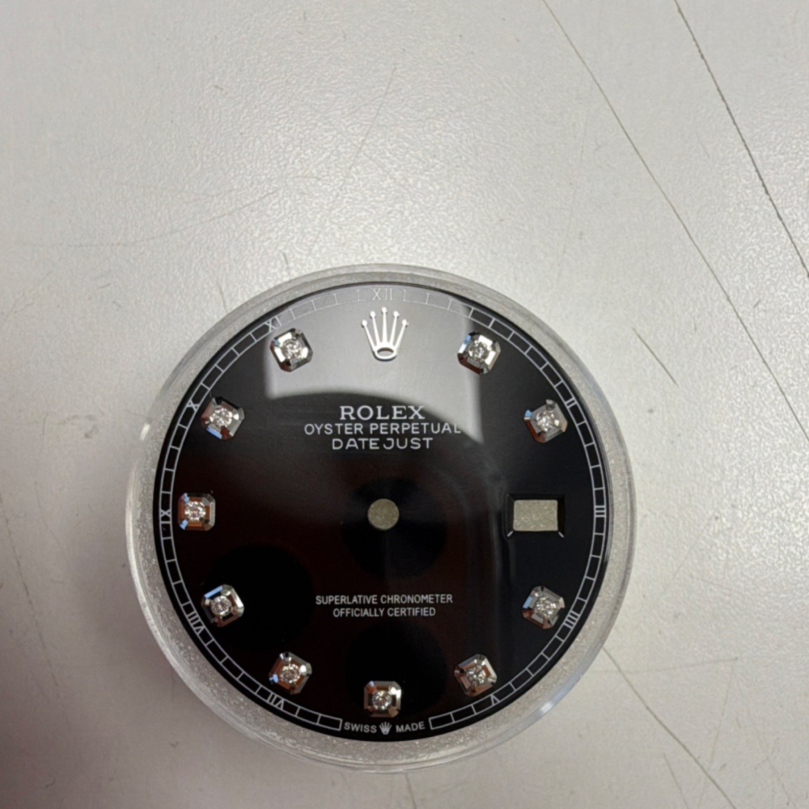 Rolex Custom Black Datejust Dial w/ Diamond Hour Markers for model 126300,126334