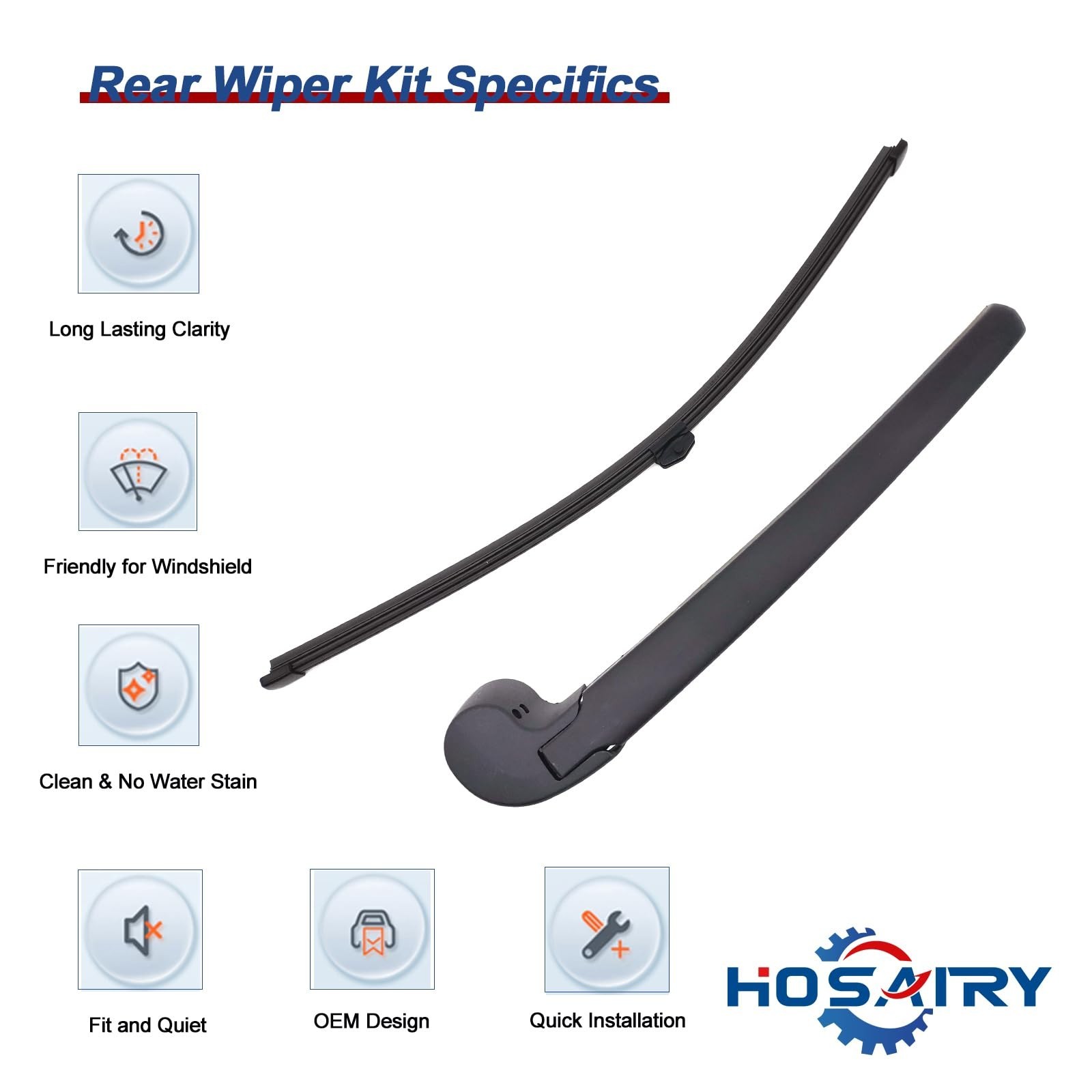 Rear Wiper Arm Blade Set for Audi Q5 SQ5 2019-2023 Rear Windshield Wiper Arm …