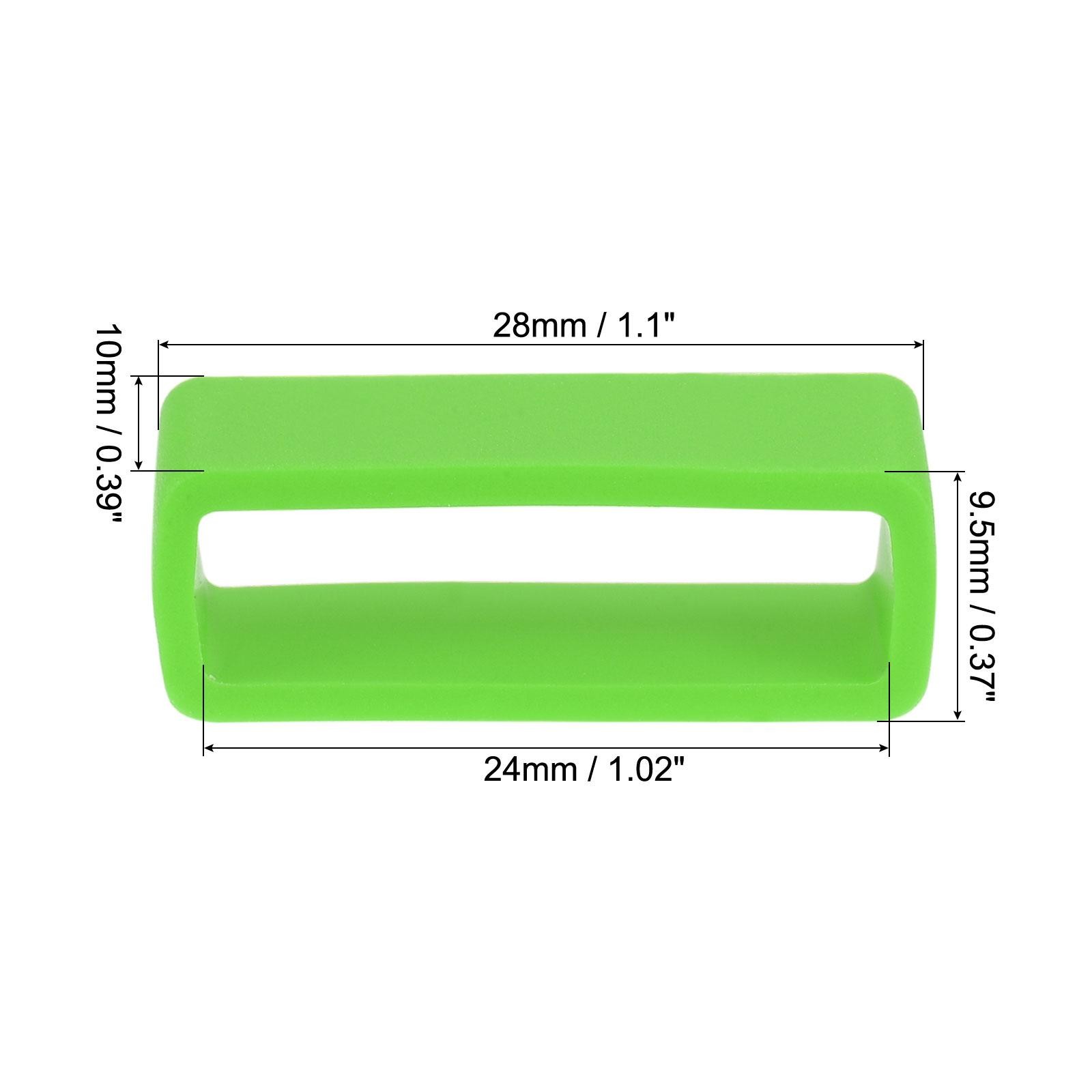 Watch Band Strap Loops Silicone for 24mm Width Watch Band, Green 4 Pcs