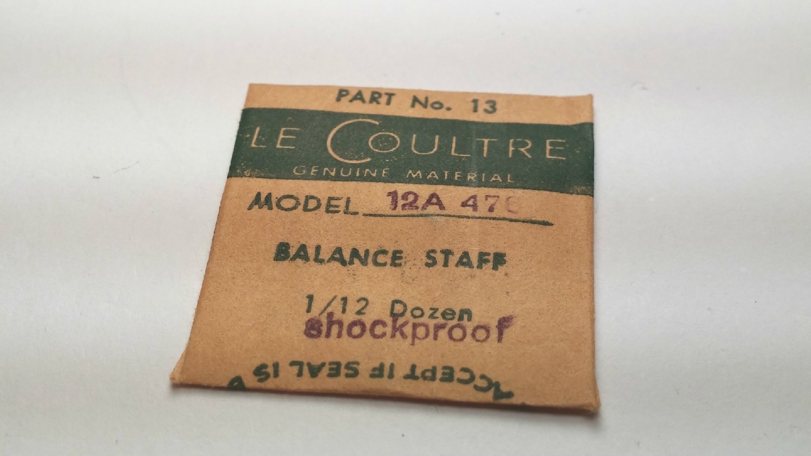Le Coultre watch parts 476 724 and 481 724, Balance Staff Shockproof, NEW