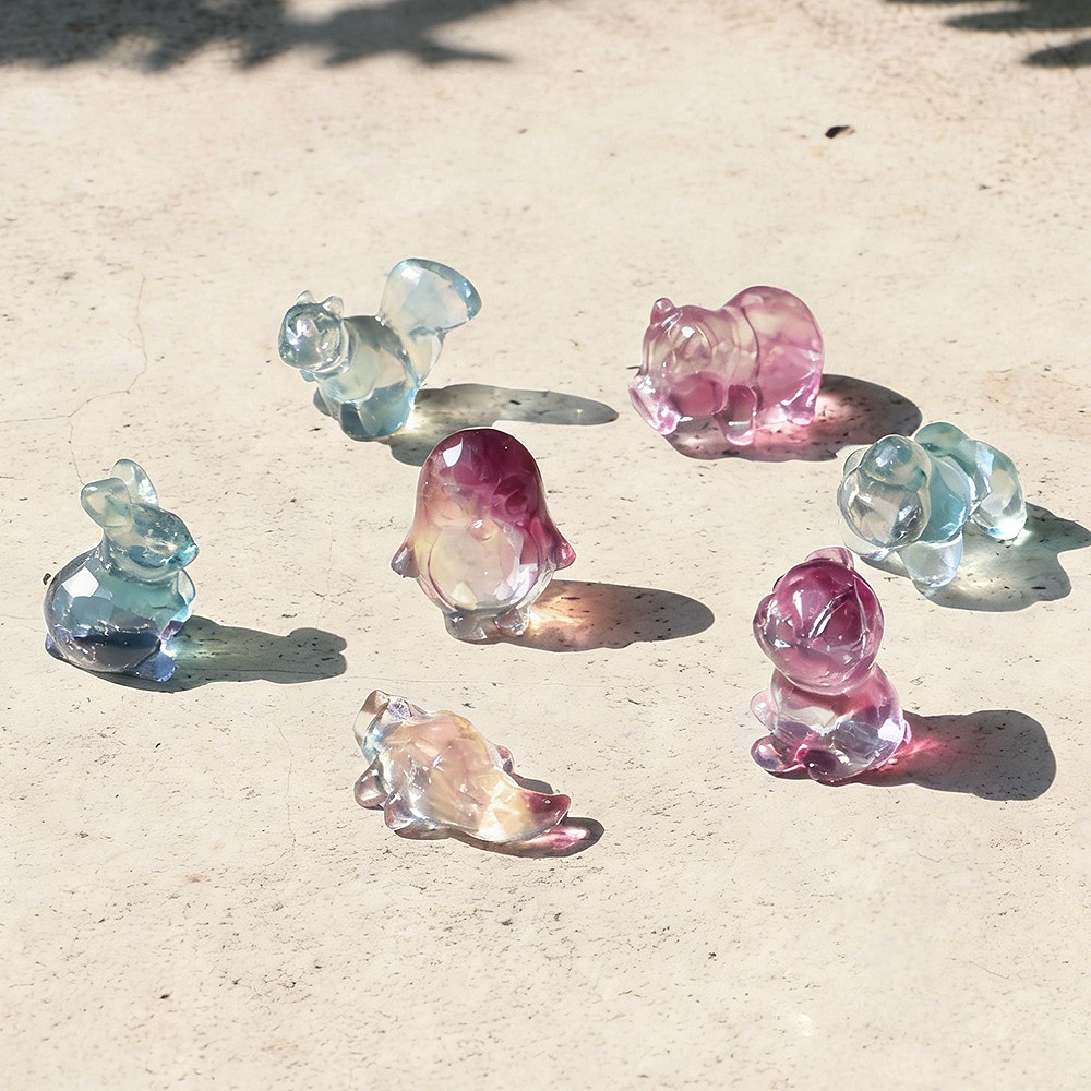 5-20pcs Mini Natural Fluorite Quartz Crystal Random Hand Carved Healing Reiki