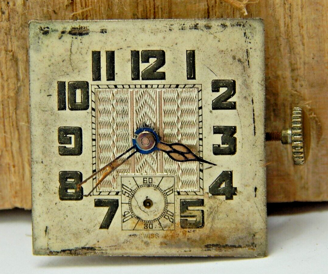 Vintage Abra 6 jewel 2 Adjustment 8/0s watch movement with dial hands and crown