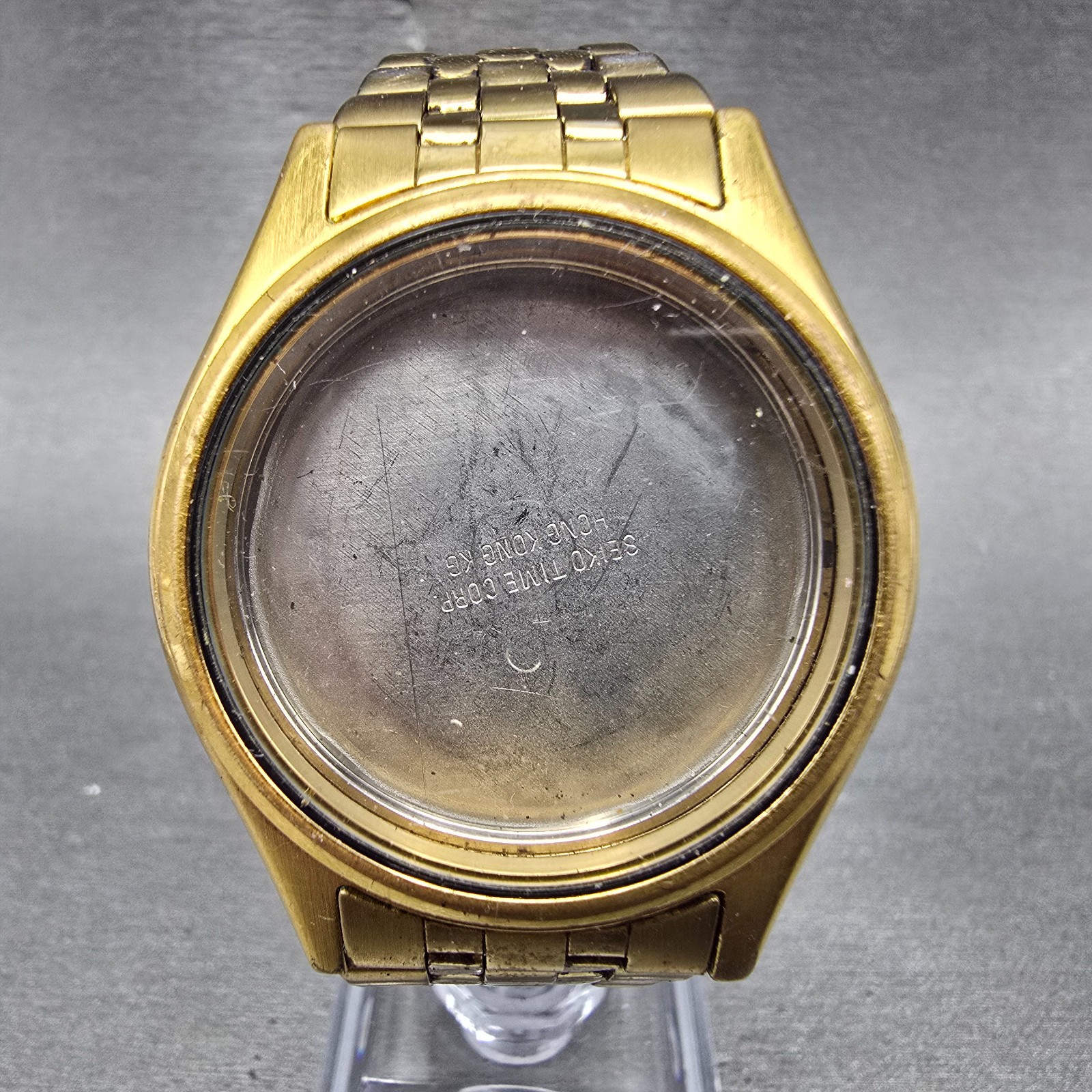 Seiko 7N43-9048 Watch Case & Bracelet Gold Tone Round 37mm W/Crystal Vintage