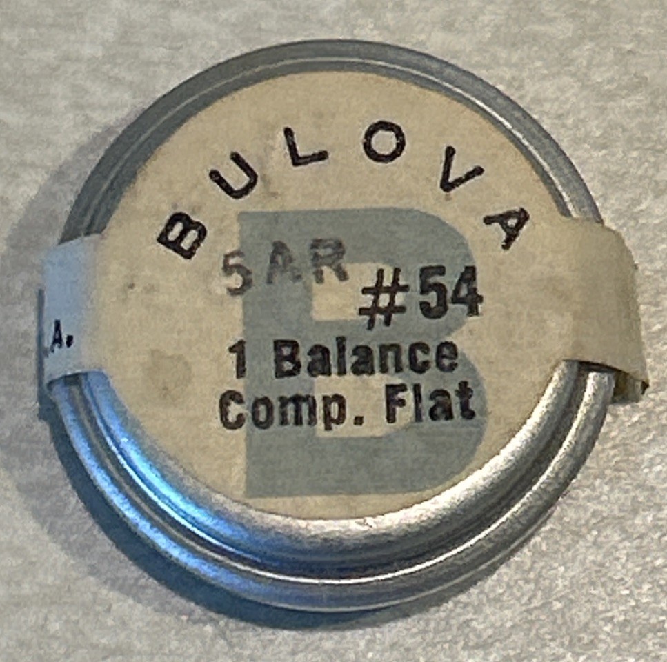 Vintage BULOVA 5 AR Complete Balance Wheel Flat #54 Watch Sealed Part NOS