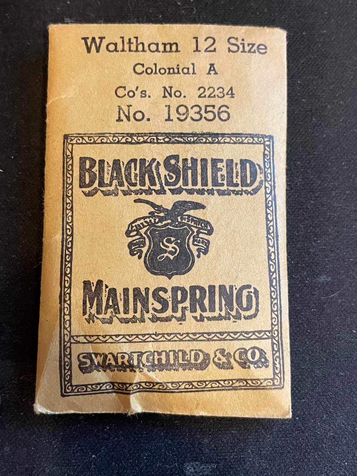 Swartchild Black Shield Mainspring #19356 for Waltham Colonial A No. 2234 – Stee