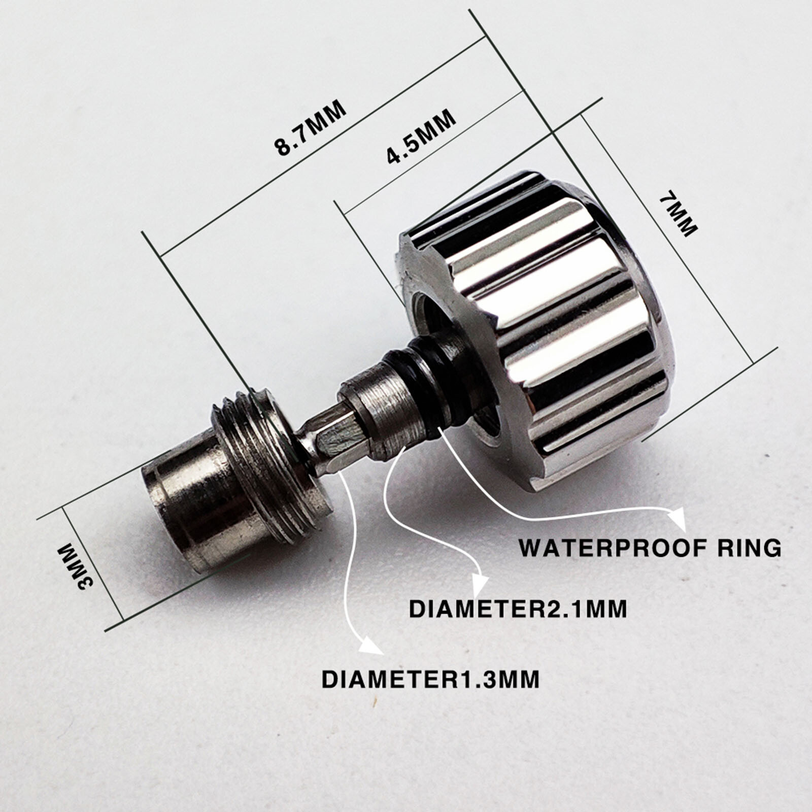 For 7S26 NH35/35a/36/36a Movement 7mm Stainless Steel Watch Crown w/ Watch Stem