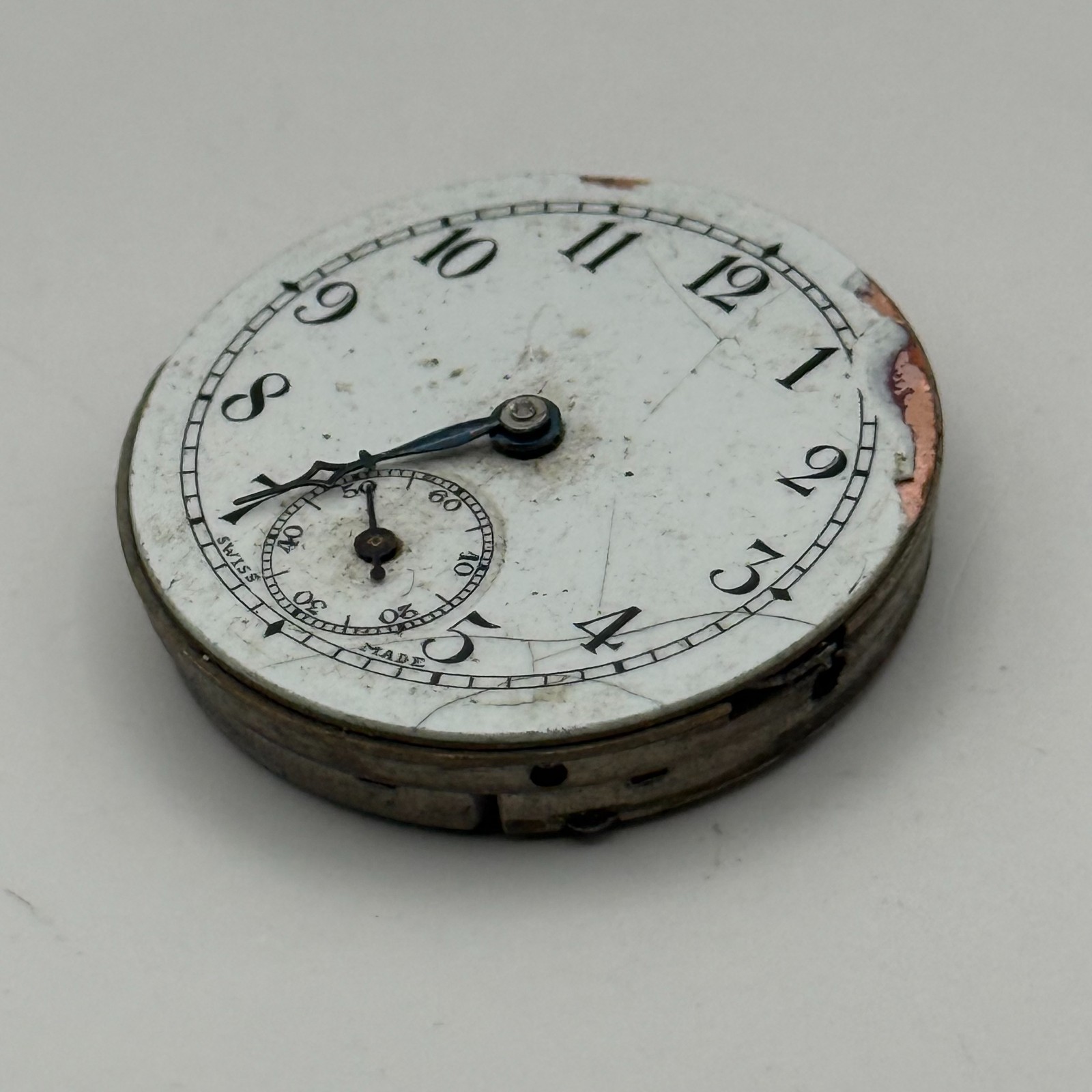 15 Jewels Trench Watch Movement Sub Seconds Swiss Manual Wind Vintage Parts 27mm