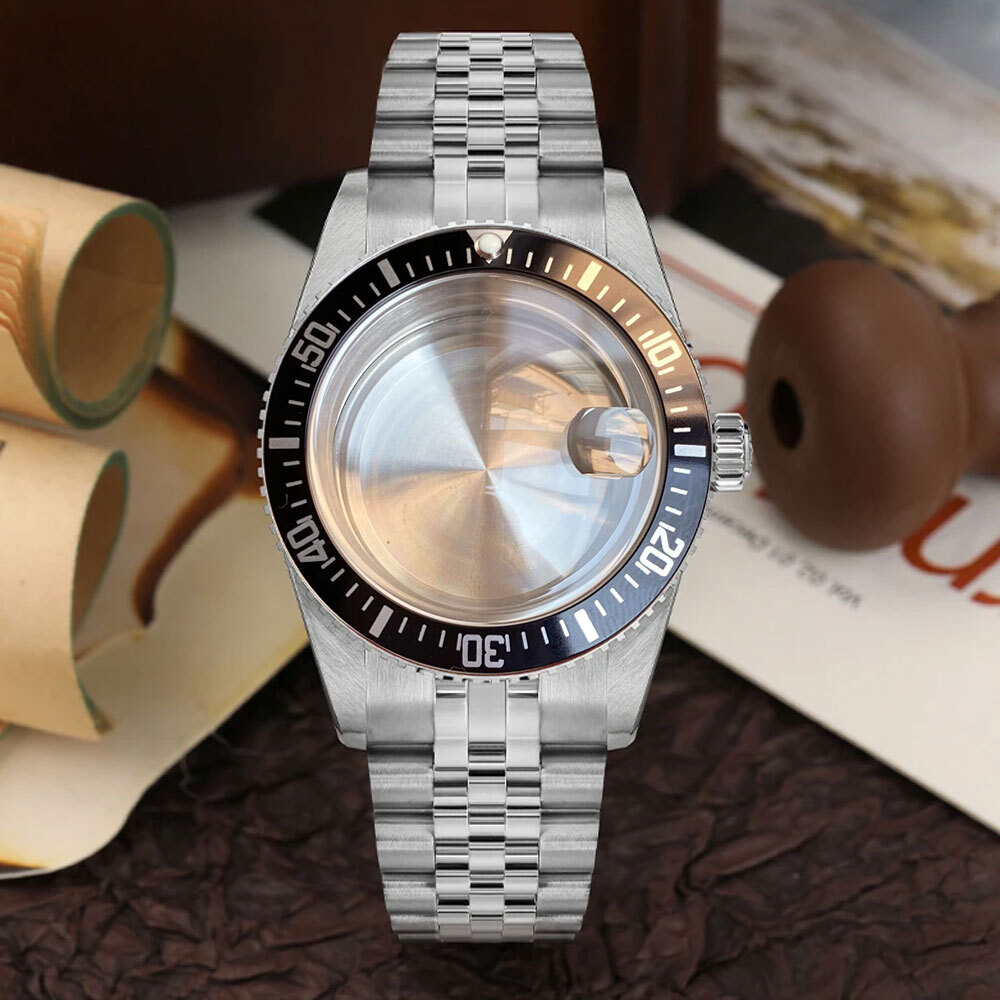 38mm Stainless Steel Brushed 200M Diver Watch Case Fit NH34 NH35 Domed Sapphire