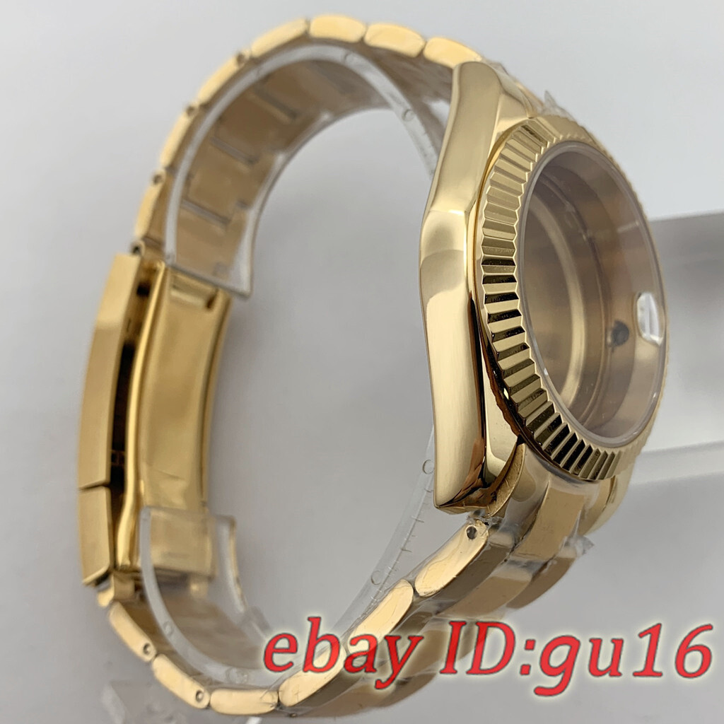 36mm/40mm Gold Oyster strap Watch case Fit NH35 NH36 ETA 2824/2836 Miyota 8215