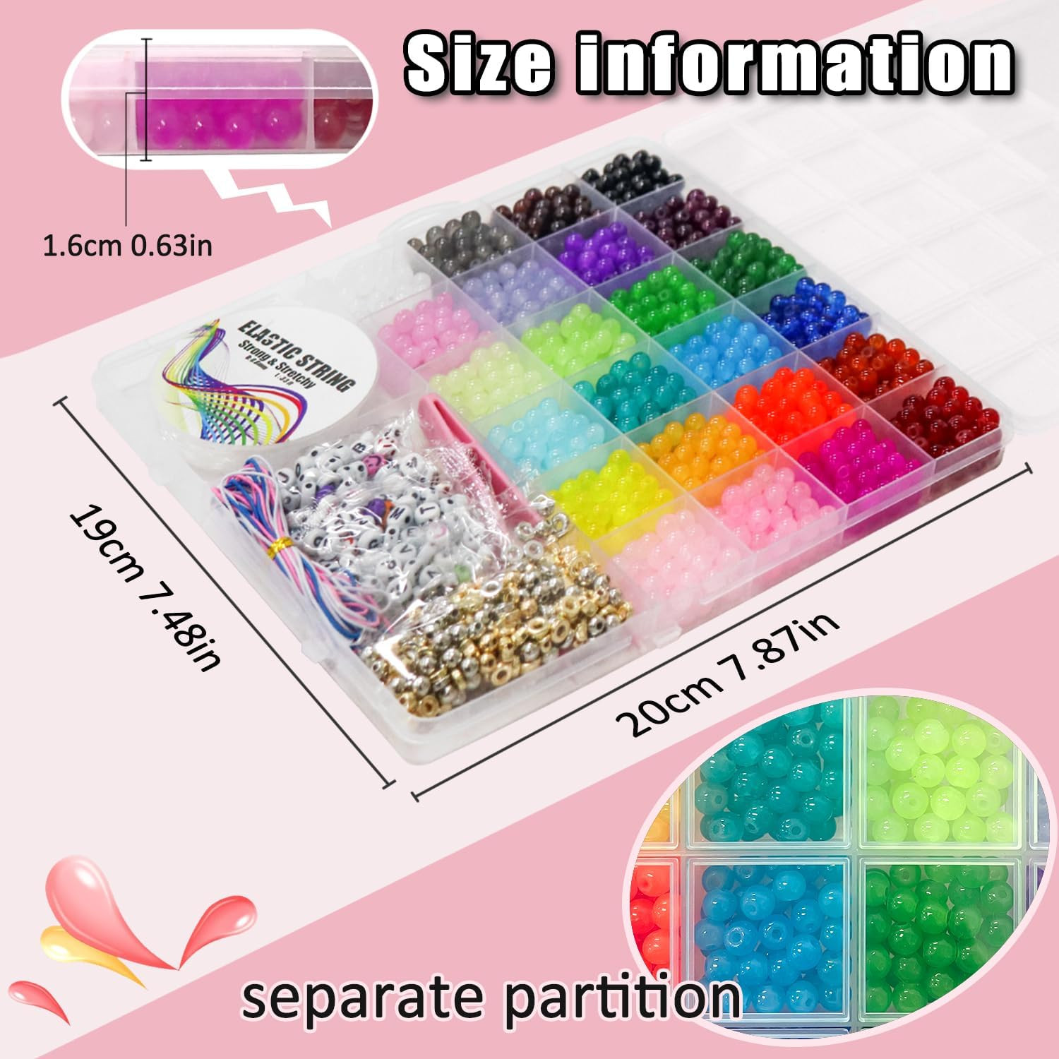 6Mm Glass for Bracelets 1400Pcs, 24 Colors round Crystal Glass Bracelet Making K