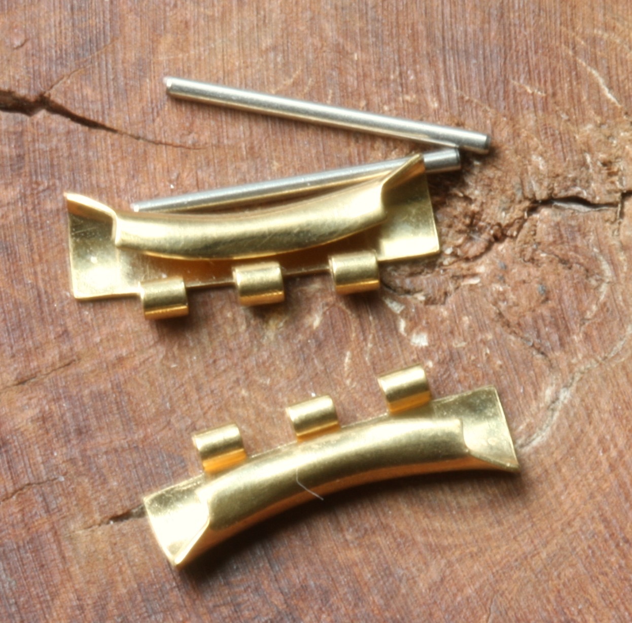 Gold 18mm end piece pair for 7-row NSA Swiss bracelet NSA vintage watch band NOS