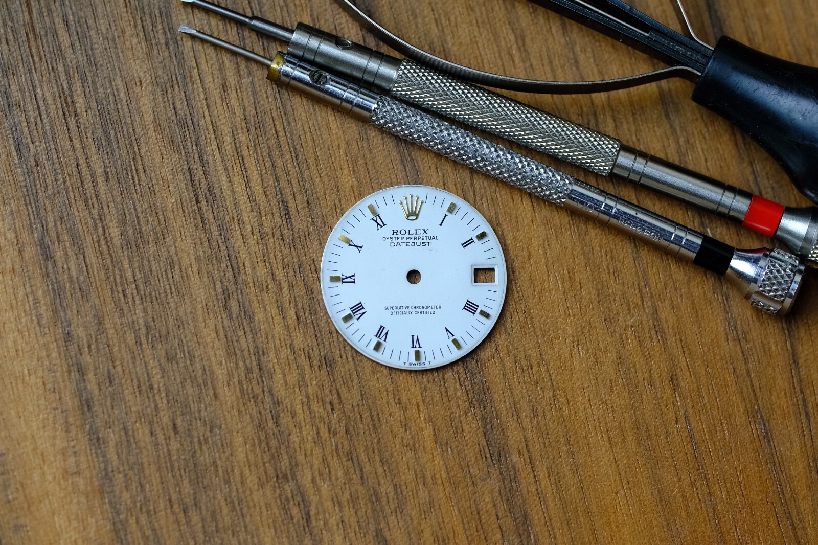 AUTHENTIC ROLEX OEM 31MM DATEJUST WHITE ROMAN DIAL W/ GOLD INDEX 68278 MID-SIZE