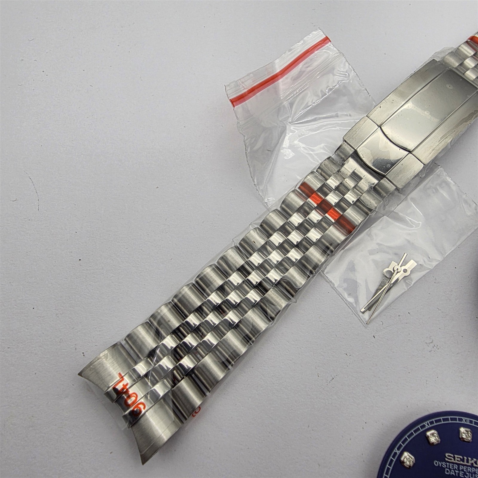 NEW AF SEIKO LEX DATE JUST BLUE SS KIT CASE BEZEL GLASS STRAP DIAL CROWN