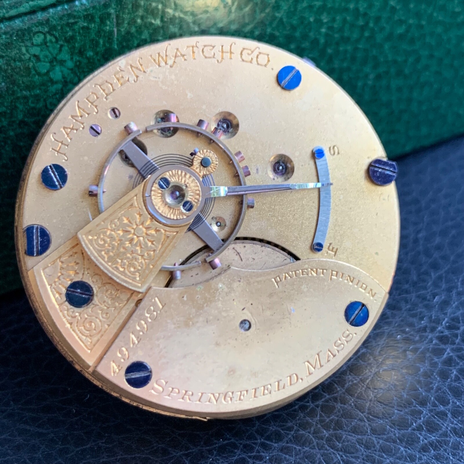 1887 Hampden Grade Springfield 18S 7 Jewels Hunter Case Movement PARTS / REPAIR