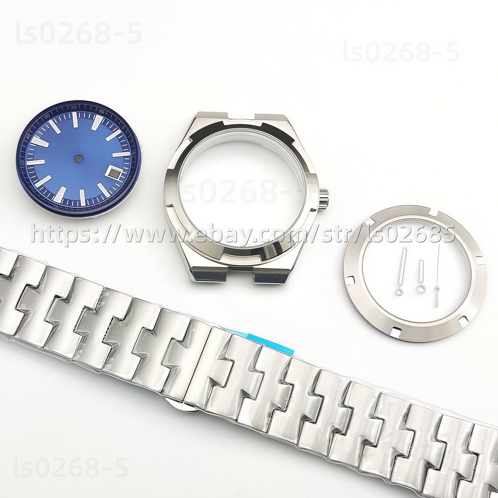 41mm Sapphire Solid Steel Watch Case Kit Dial + Hands + Strap Fit NH35 Movement
