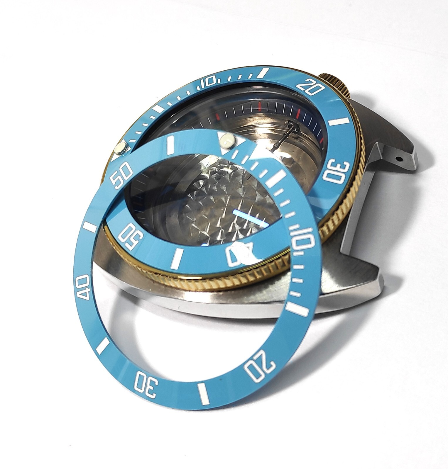38mm FOR SEIKO SKX007 SKY BLUE SLOPING CERAMIC BEZEL INSERT SRPD CUSTOM