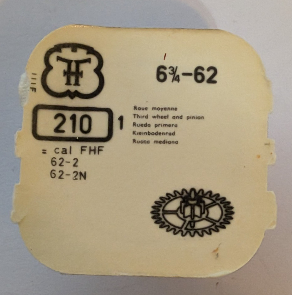 NEW FHF Fontainemelon Cal. 62 Third Wheel & Pinion Watch Part #210