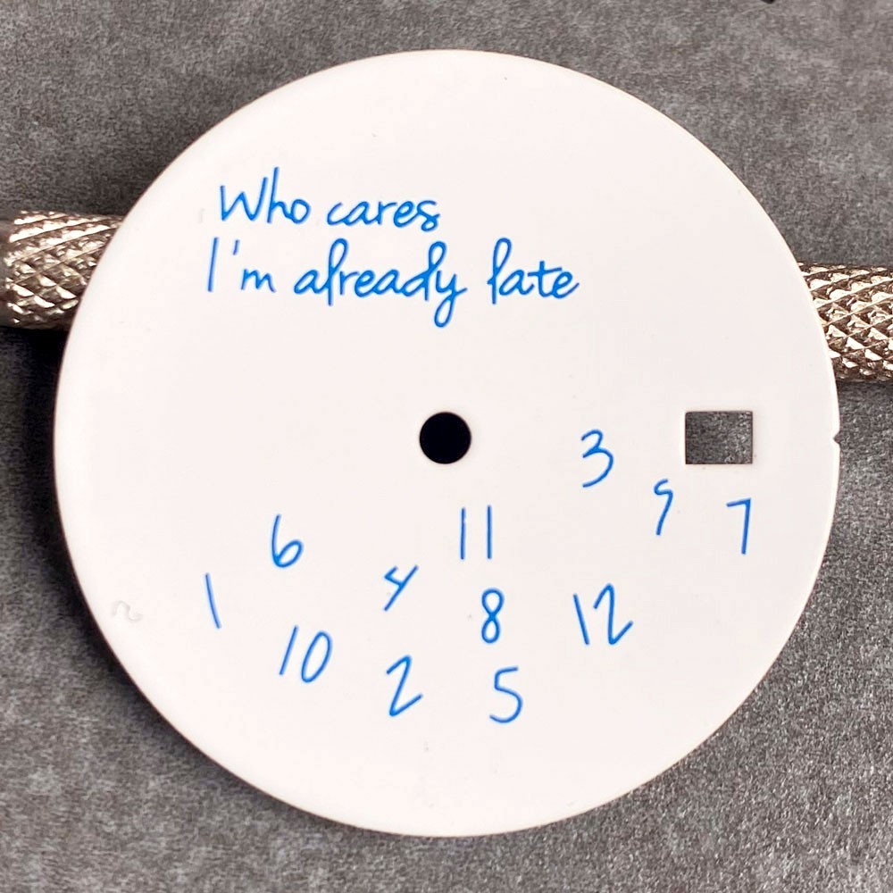 29mm Black White who cares I’m already late Dial Fit Japan NH35A NH36A Movement