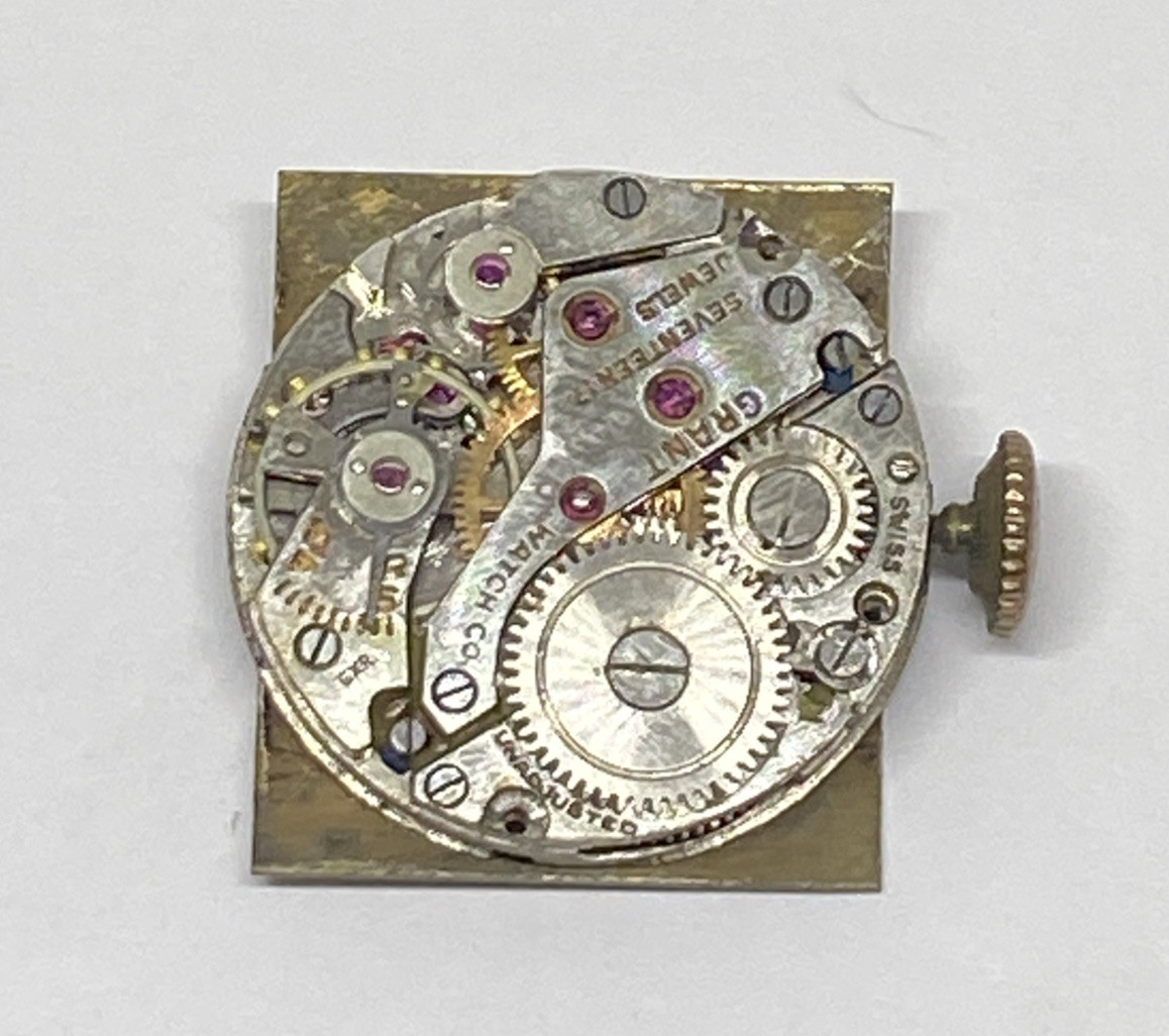Vintage Grant 17 Jewel Swiss Watch Movement Dial & Hands Running